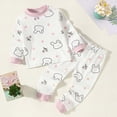 thumbnail image 2 of CAUYDY Child Girl Pjs Sleepwear for Kids 5T 6T 7T 8T 9T 10T Fall Winter Long Sleeved T-Shirt Elastic Waist Pants Set Girls Clothes Sizes 5-6 Years,Light Pink, 2 of 4