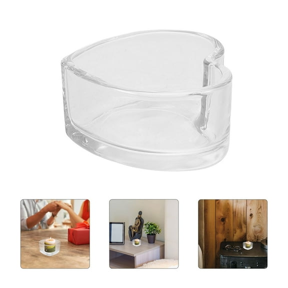 FRCOLOR Heart Shaped Glass Candle Holder for Decor Clear Tea Light Container for Home Weddings and Romantic