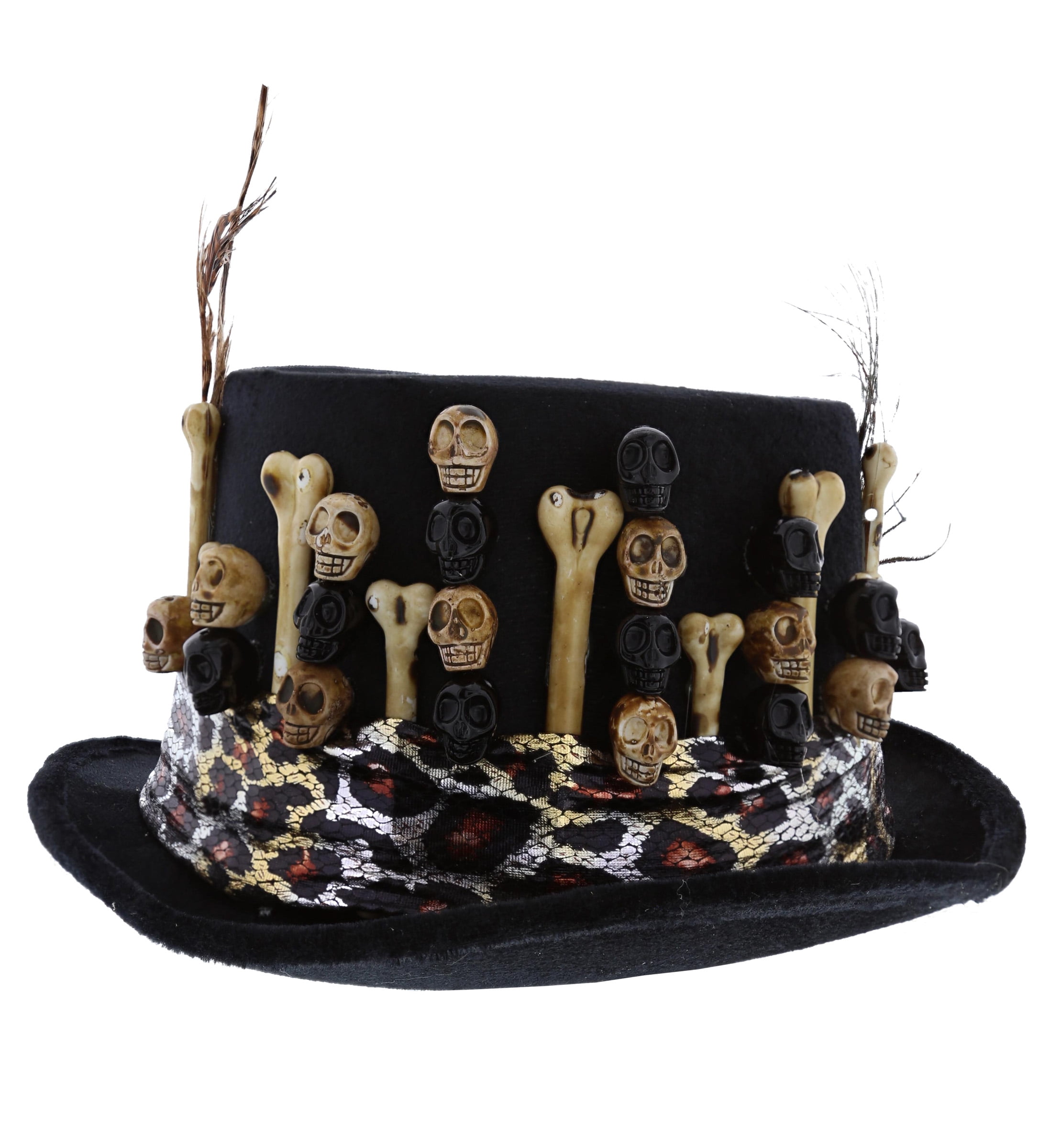 Deluxe Mini Voodoo Woman Top Hat Halloween Skull Bones Fancy Dress 