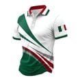thumbnail image 4 of Mens Golf Polo Men's Short Sleeve Button Front Polo Shirt Italian Flag Print Lightweight Summer Golfwear Modern Fit Performance Top Breathable White L, 4 of 4