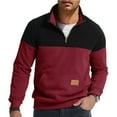 thumbnail image 2 of Lorytime Mens Sweatshirts with Pockets Color Block Pullover Mock Neck Half Zipper Long Sleeve Tops Outerwear Red XL, 2 of 7
