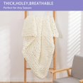 thumbnail image 4 of Chunky Knit Blanket Throw x Hand Knitted Chenille Throw Blanket Small Soft Thick Yarn Cable Knit Blanket Cute Rope Knot Crochet Throw Blankets for Couch Bed Sofa (Light ), 4 of 7