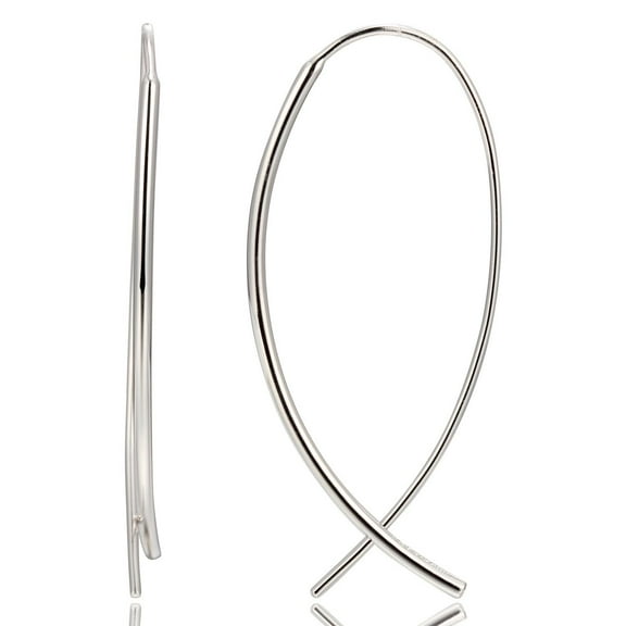 Forever Facets Sleek Threader Earrings in Rhodium Plated Sterling Silver, Adult Female
