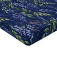 thumbnail image 4 of Ambesonne Spring Fitted Sheet, Wistaria Flowers with Leaves, King Size, Sage Green and Dark Blue, 4 of 5