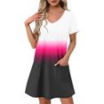thumbnail image 2 of GaThRRgYP Dresses for Women,Women's Fashion Summer Gradient Short-sleeved V-neck Casual Dress Black S, 2 of 8