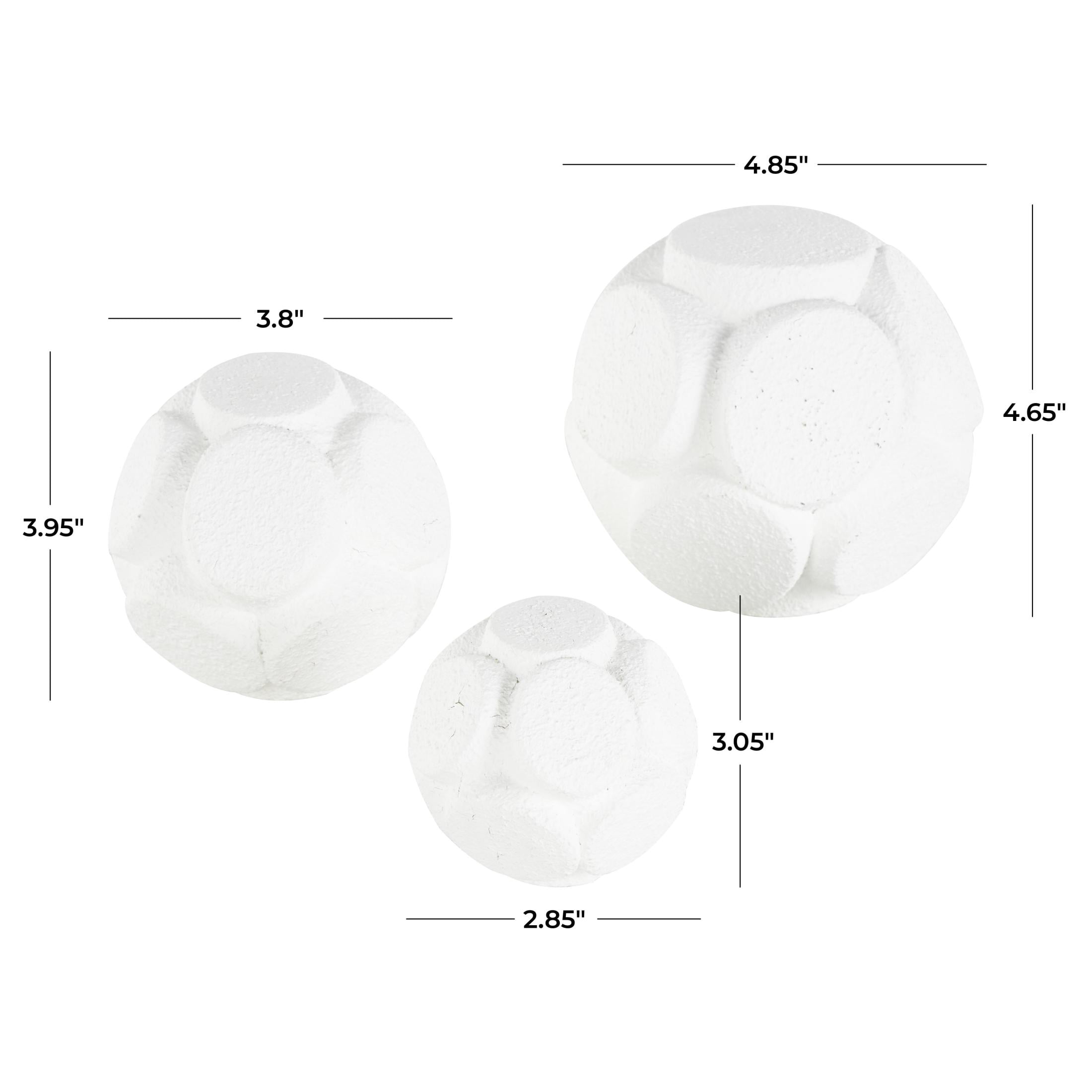DecMode White 5" Textured Resin Orbs & Vase Filler with Varying Sizes (3 Count)
