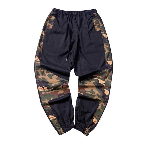 Aoochasliy Mens Jeans Men Casual Full Fashion Solid Camouflage Elastic Panel Tie Trousers Lounge Pants