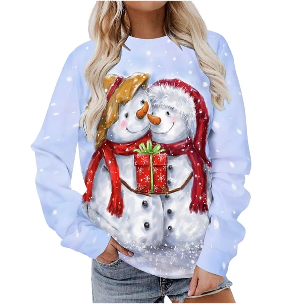 Sudaderas Con Capucha de Navidad Para Mujer Moda Casual Manga Larga Impreso Tops Blusa Odeerbi ODB190592