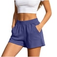 thumbnail image 4 of Hurxie Sweat Shorts for Women Casual Summer Athletic Short Elastic Waist Comfy Lounge Shorts Bottoms with Pockets Navy,XL, 4 of 7