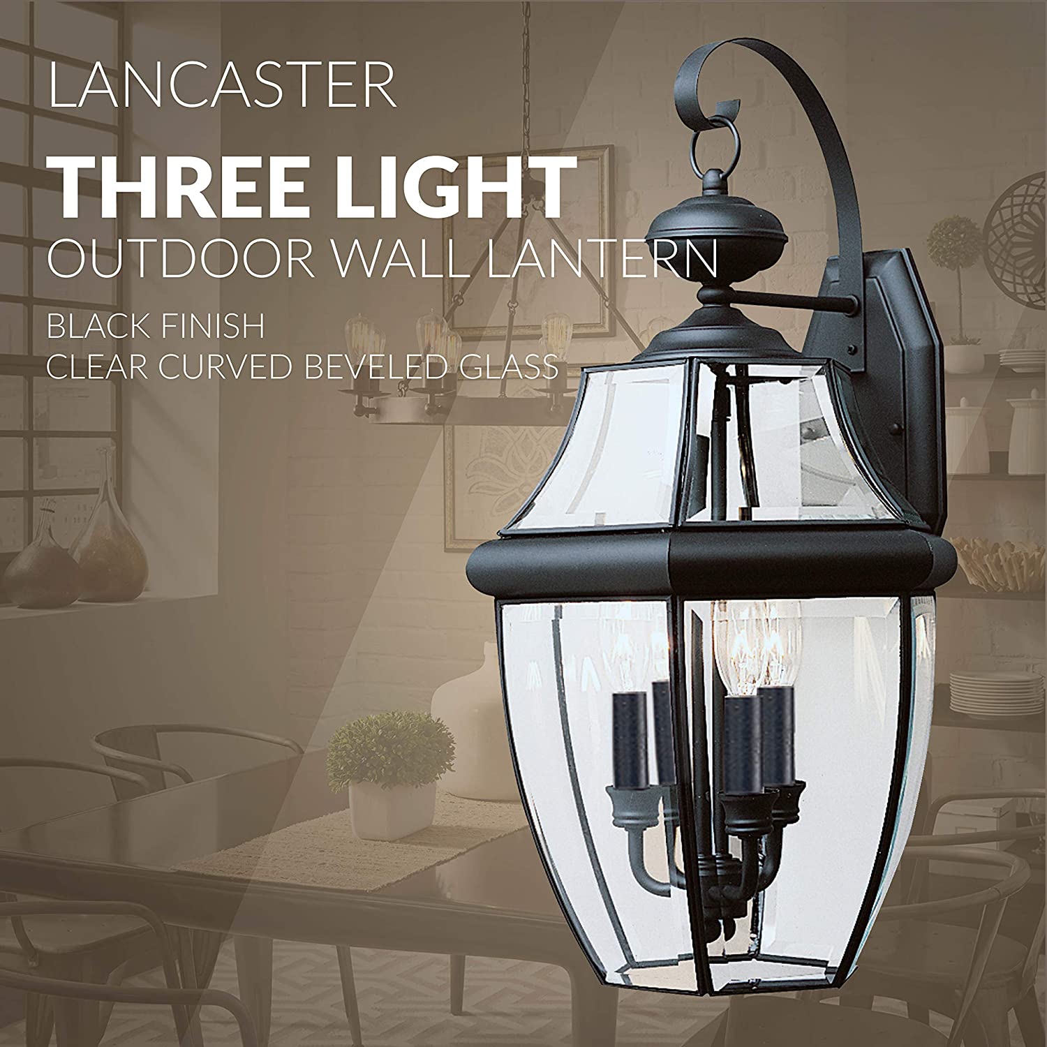 Sea Gull Lighting 8039-12 2-Light Lancaster Medium Outdoor Wall Lantern, Clear Beveled Glass and Black, Finish: Black By Visit the Sea Gull Lighting Store - image 5 of 5