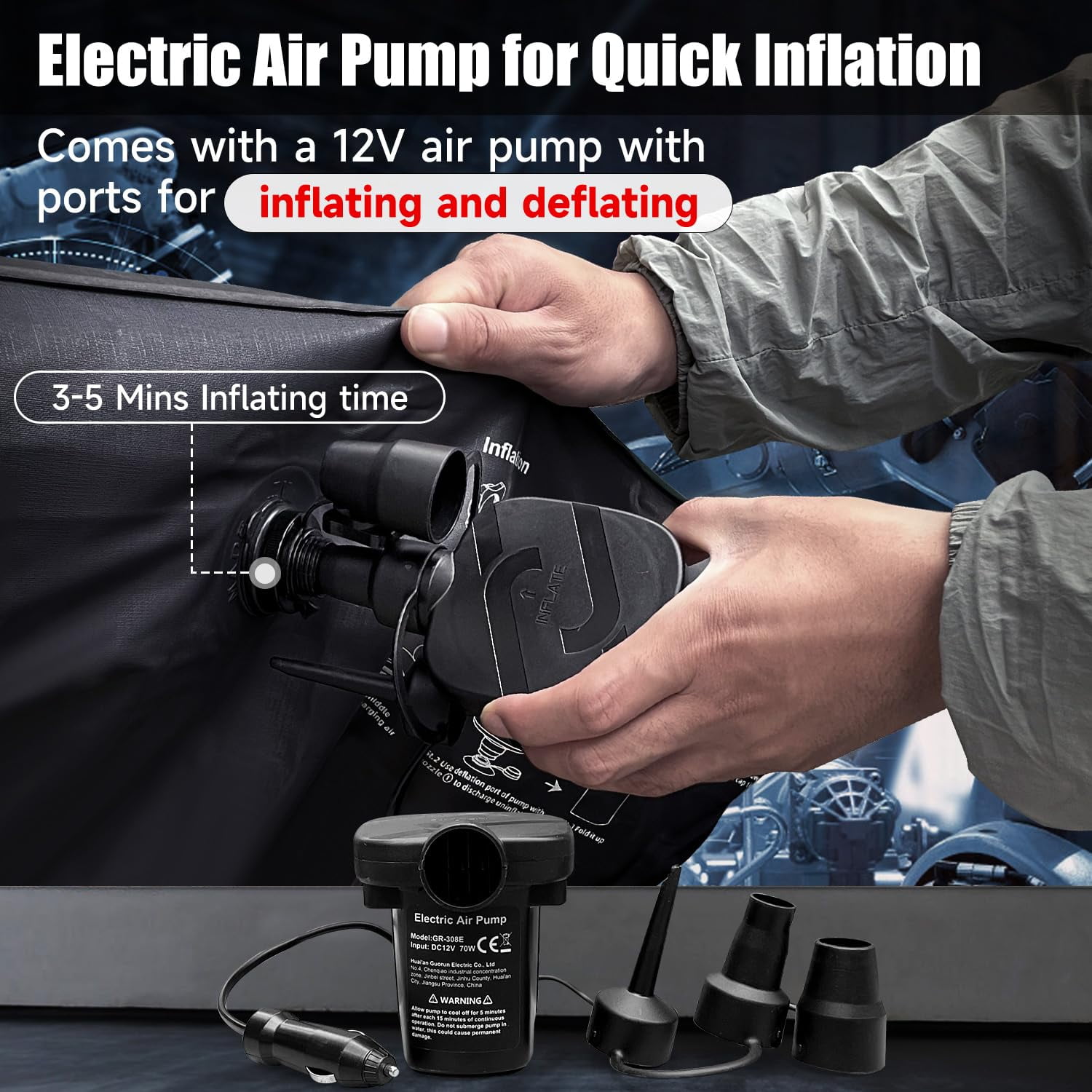 Backseat Car Air Mattress, Inflatable AirBed for SUV Back Seat Trunk Sleeping, Van Rear Seat Camping Sleeping Bed with Electric Air Pump