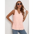 thumbnail image 5 of SHOWMALL Women's Tank Tops Casual Lace Trim Embroidered Hollow Out Full Liner V Neck Summer Sleeveless Shirts, Pink, Size Large, 5 of 7