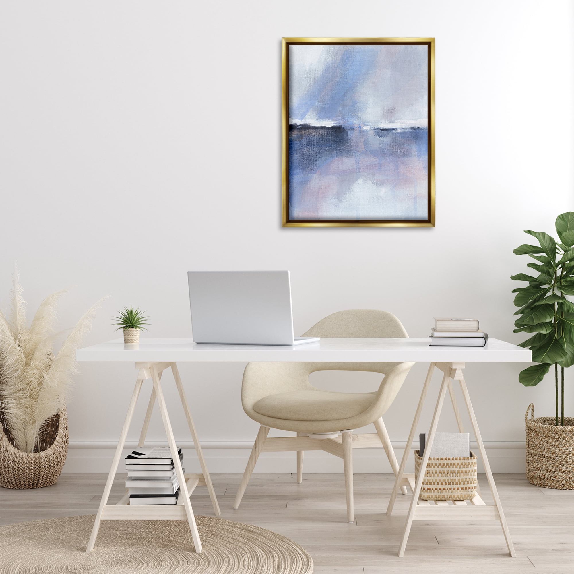 Stupell Industries Subtle Landscape Abstraction Abstract Painting Gold Floater Framed Canvas Art Print Wall Art, 25 x 31