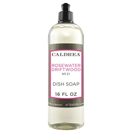 Caldrea Liquid Dish Soap, Rosewater Driftwood Scent, 16 Fluid Ounce