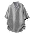 thumbnail image 4 of IWRICH Men's Knit Oversize Polo Shirts Short Sleeve Plus Size Henley Collared Shirt Summer Baggy Streetwear White XL, 4 of 6