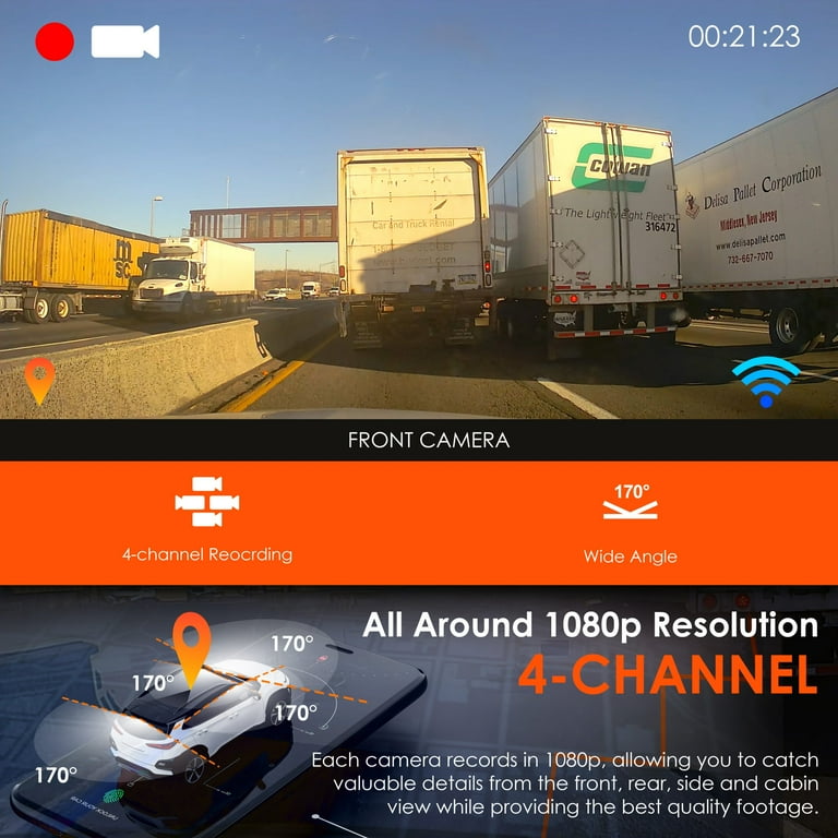 Rexing R4 4 Channel Dash Cam W/ All Around 1080p Resolution, Wi-Fi