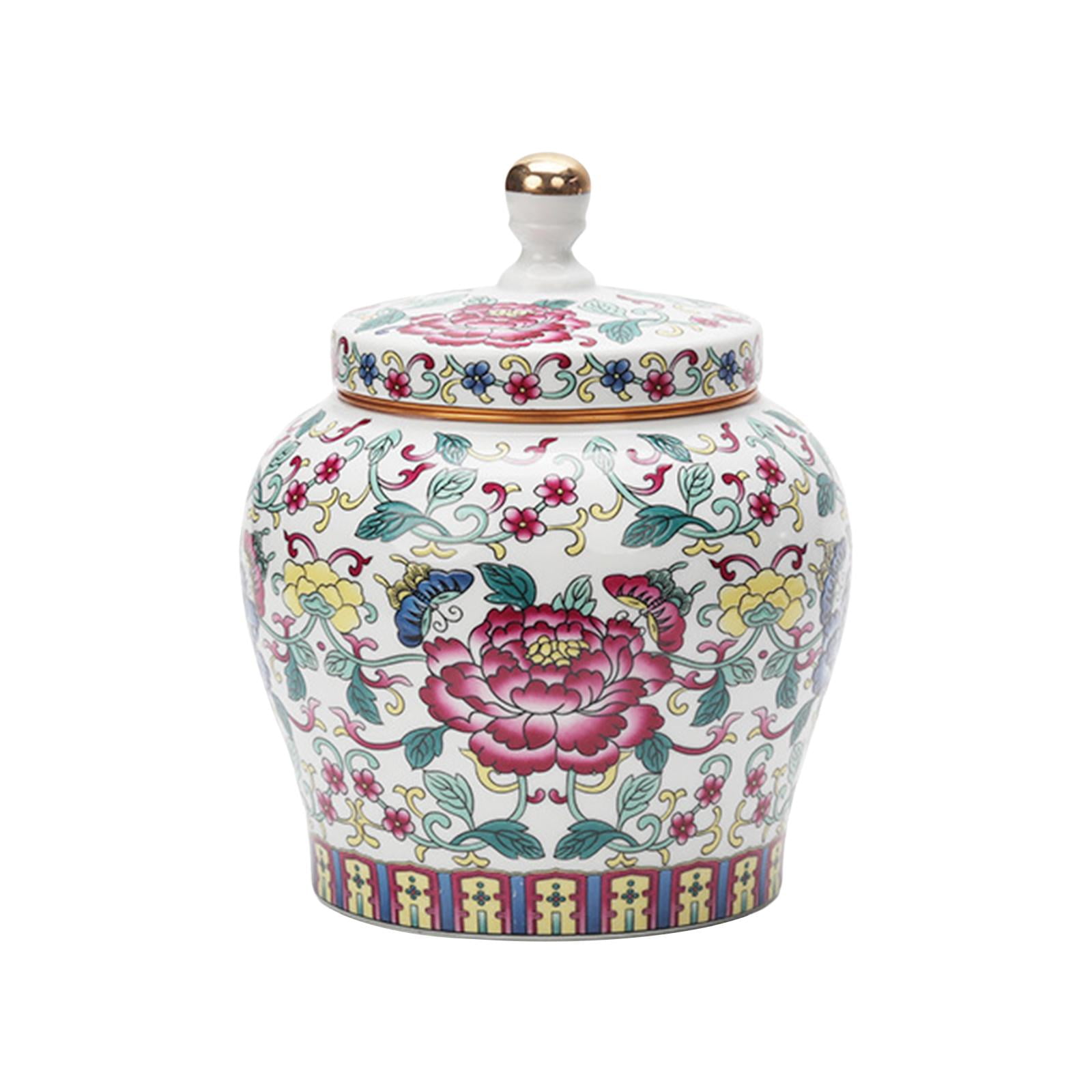 Porcelain Tea Canister Decorative Ceramic Flower Vase Chinese Style