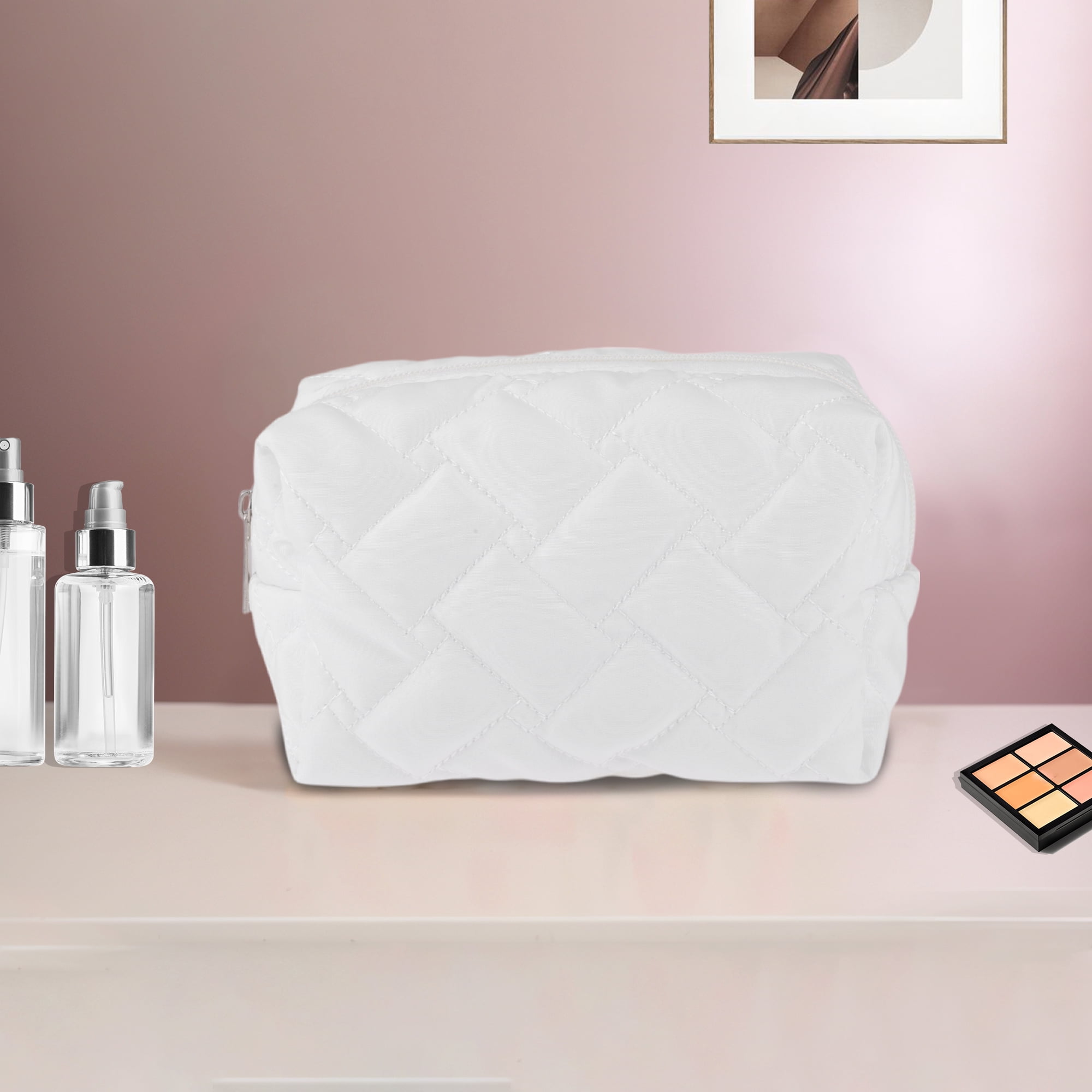 Unique Bargains 1 Pc Lady Portable Make Up Organizer Case for Activities White