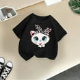 thumbnail image 4 of Baby Girls' Tees Cute Graphic Round Neck Short Sleeve Tee Summer Casual T Shirt Toddler T Shirts Tops Black 7 Years-8 Years, 4 of 6