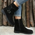thumbnail image 4 of Women Buckle Decor Tie Side Faux Suede Boots Casual Single Boots Ladies Shoes Short Boots X Boots, 4 of 12