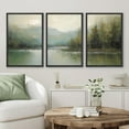 thumbnail image 2 of PixonSign Framed Canvas Print Wall Art Set Emerald Green Pastel Pine Tree Forest Nature Wilderness Illustrations Modern Art Decorative Rustic Relax/Calm Colorful for Bedroom - 16"x24"x3 Black, 2 of 5