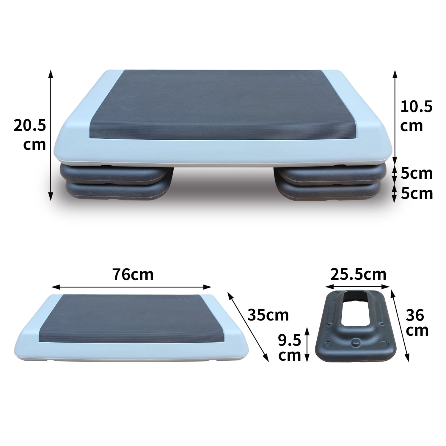 Exercise Equipment Adjustable Workout Aerobic Stepper in Fitness & Exercise Step Platform Trainer Gray black with 4 risers,Workout Equipment