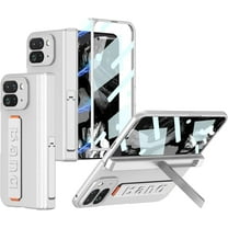 for Google Pixel 9 Pro Fold Case with Wrist Strap Kickstand, Hinge Protection Built-in Screen Protector Full-Body Shockproof Protective Magnetic Case, Silver