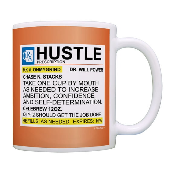ThisWear Coffee Lover Gifts Hustle Prescription Mug Medical Humor Gifts Grind Mug Coffee Mug Multi