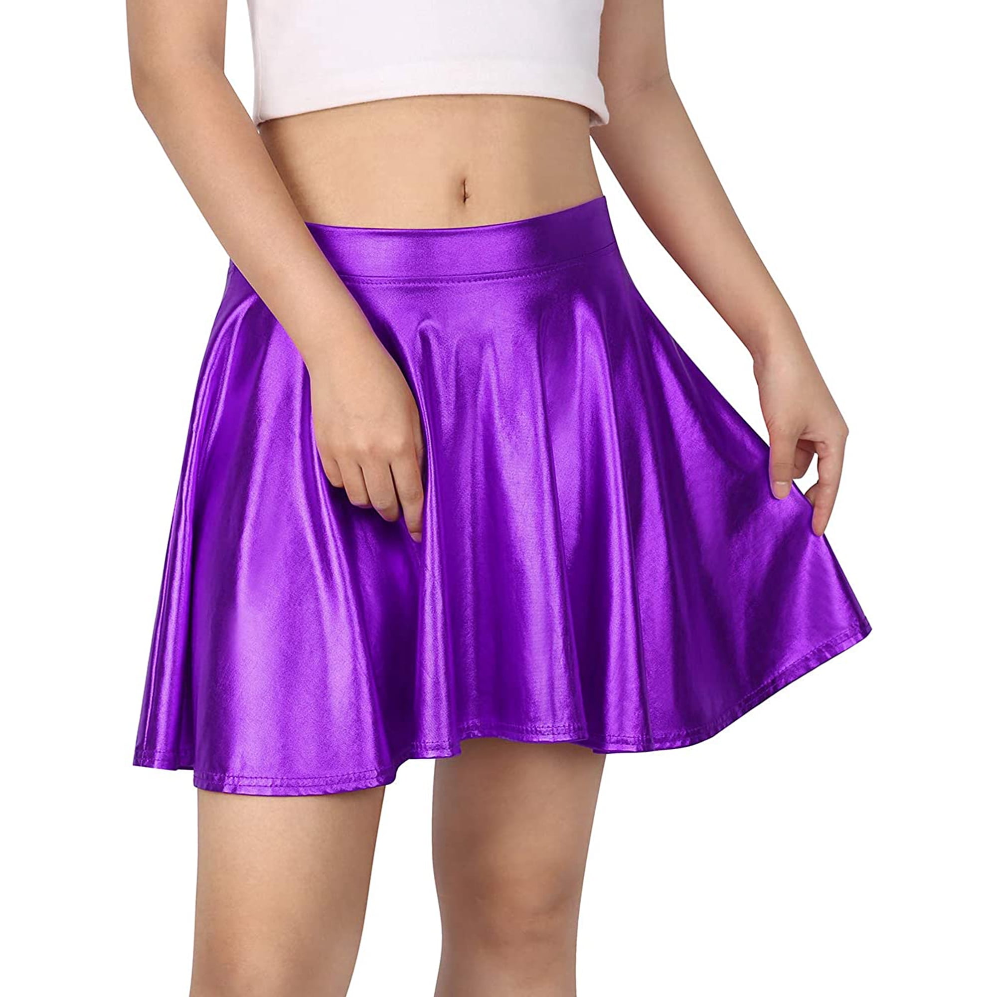 Women's Casual Fashion Flared Pleated A-Line Circle Skater Skirt (Purple,  Large) - Walmart.com