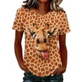 thumbnail image 2 of Xdegoge Womens 3D Giraffe Animal Print T Shirt Funny Graphic Tees Short Sleeve Crewneck Casual Summer Tops Cute Novelty Shirts Holiday Party Gifts S-5XL, 2 of 5