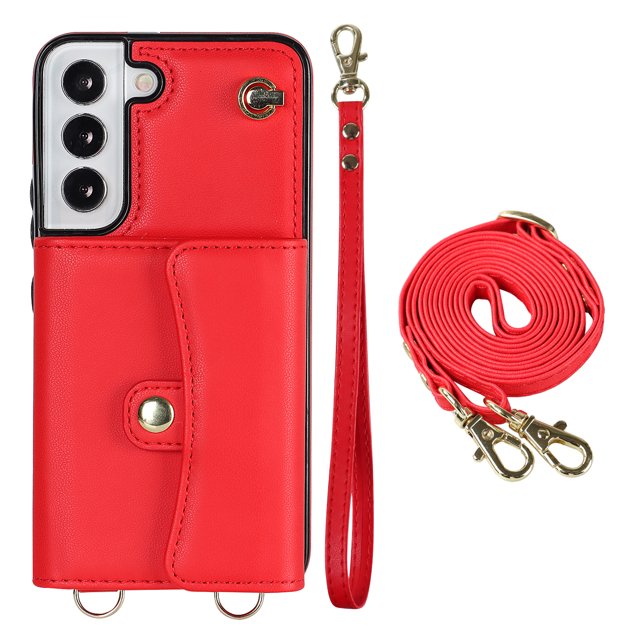 Crossbody PU Leather Phone Case For Samsung Galaxy S23 S22 Plus Note 20 Ultra Wallet Card Slots Magnetic Lanyard Cover