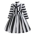 thumbnail image 4 of Women's Gothic Striped Dress - Black & White Dramatic Costume, 4 of 5