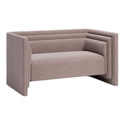 ZUO Trippel Soft Velvet Fabric Upholstered Loveseat in Taupe