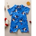 thumbnail image 2 of Licupiee Baby Boys One-Piece Swimwear, Cartoon Animal Patterns Short Sleeve Zipper Beachwear, 2 of 6