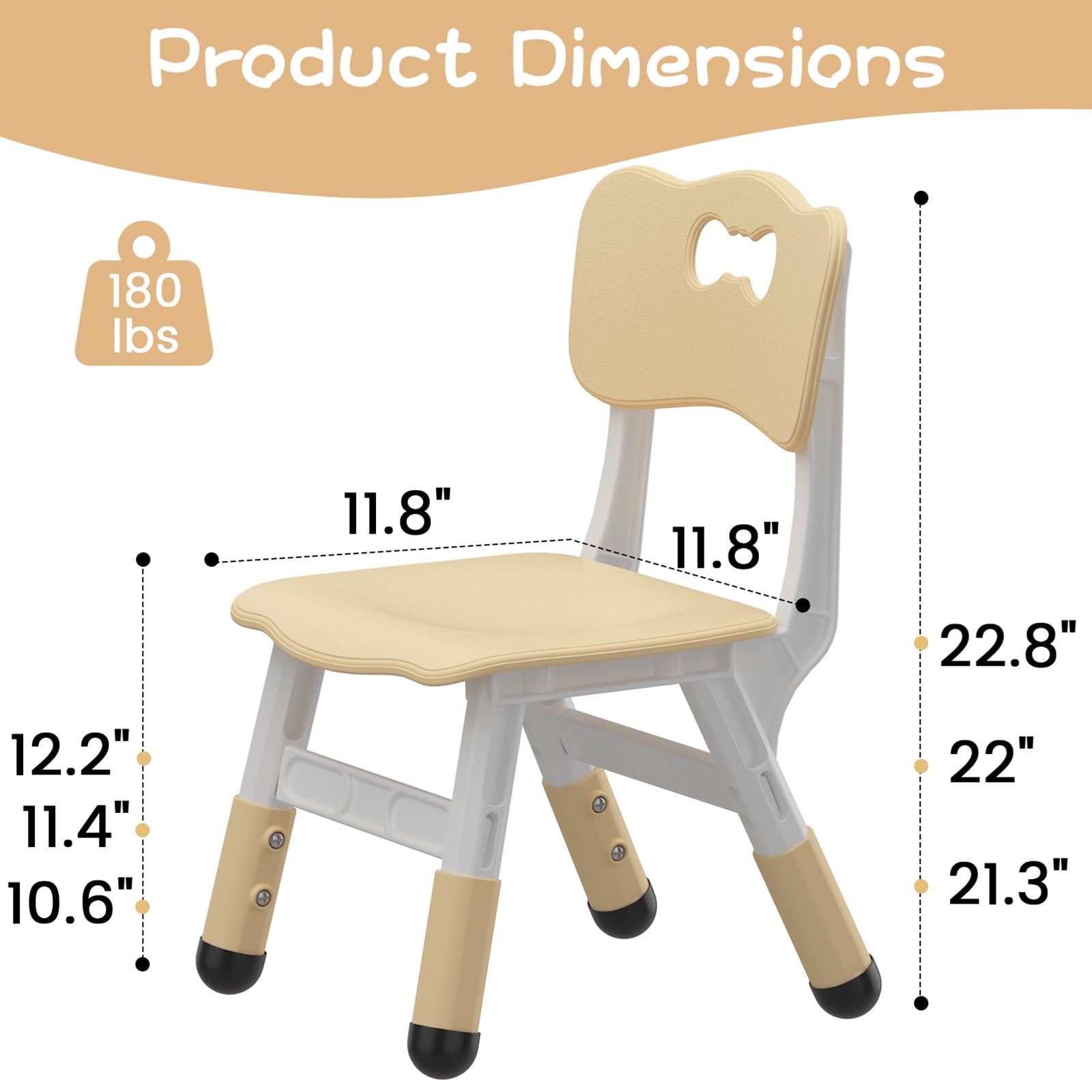 Adjustable Kids Chair 2 Pack, 3 Level Height Adjustable Anti-Slip Plastic Toddler Chair for Boys Girls Children Age 2-8, Suitable for Indoor or Outdoor Home School Daycare Nursery Use