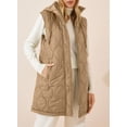 thumbnail image 3 of SHEWIN Womens Full Zipper Puffer Vest Drawstring Hooded Jackets Sleeveless Long Quilted Coat with Pockets White, 3 of 5