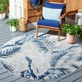 thumbnail image 2 of SAFAVIEH Cabana Rosario Botanical Indoor/Outdoor Area Rug, Grey/Navy, 6'5" x 6'5" Round, 2 of 12