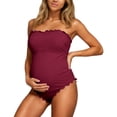 thumbnail image 2 of Maternity Women One-Piece Bathing Suit Solid Color Sleeveless Swimsuit Print Swimwear For Beach Pool Vacation, 2 of 7