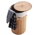 thumbnail image 3 of SalonMore Rond Bambou Panier à Linge Linge Chiffon Sac de Rangement Couvercle Naturel, 3 of 6