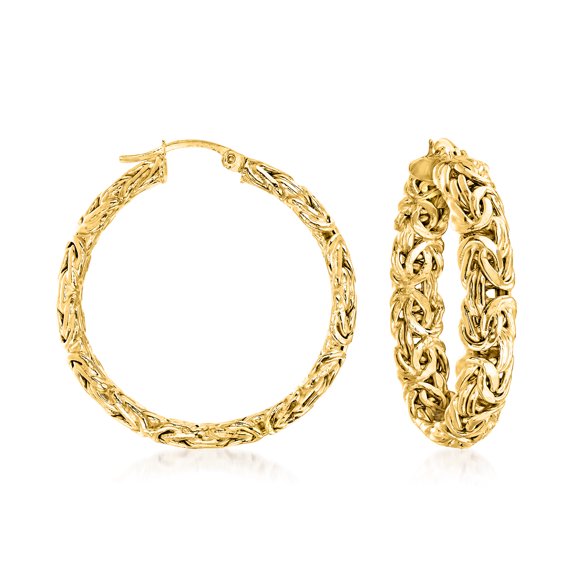 Ross-Simons 18kt Gold Over Sterling Large Byzantine Hoop Earrings, Women's, Adult