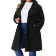 thumbnail image 4 of Plus Size Coat for Women Notched Shawl Collar Outerwear Single Breasted Coat 3X Black, 4 of 6