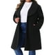 thumbnail image 4 of Abrigo de Talla Grande para Mujeres con Cuello Chal, Abrigo de Un Solo Botón, 1X Negro, 4 of 6