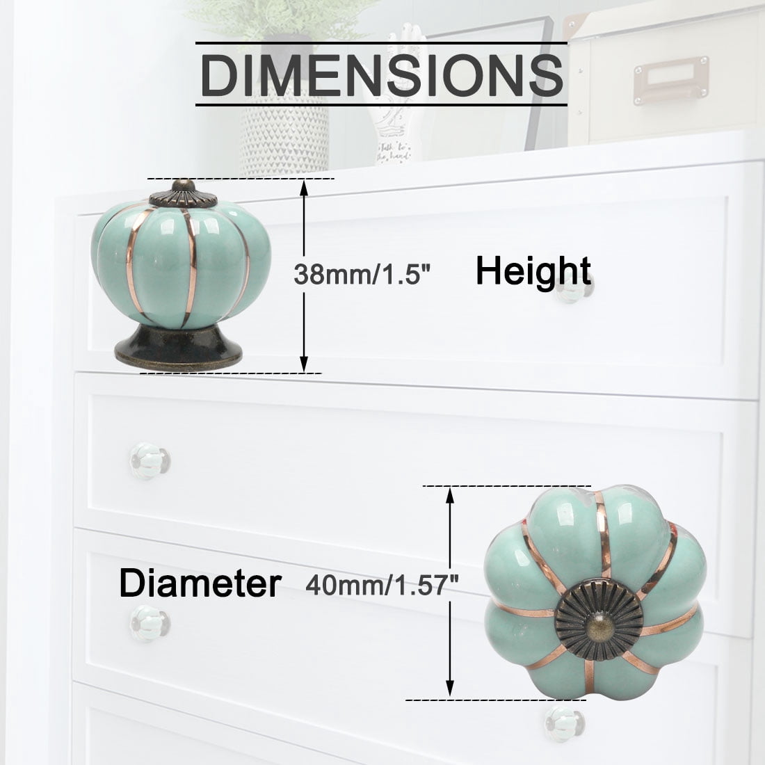 Unique Bargains 10-Pack Ceramic Drawer Cabinet Knob Handle Light Blue Finish