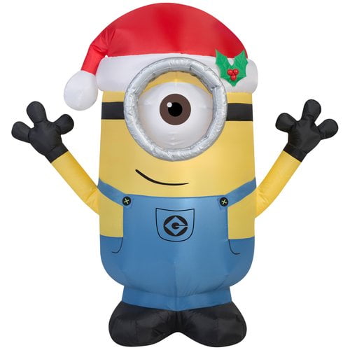Gemmy Airblown Inflatable Carl the Minion Wearing a Santa Hat Holiday