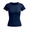 thumbnail image 6 of Gaexia Women's Summer Short Sleeve Yoga Fitness Top Slim Fit Athletic Running Training Workout T Shirt Breathable Wicking Stretchy Lightweight Casual Activewear For Gym (BU2,S), 6 of 6