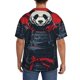 thumbnail image 3 of Balery Red Black Eastern Panda Warrior Camisa Casual de Manga Corta con Botones para Hombre, Texturizada, Estilo Cubano, para Playa, Verano-X-Large, 3 of 5