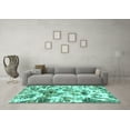 thumbnail image 3 of Ahgly Company Machine Washable Indoor Square Abstract Turquoise Blue Modern Area Rugs, 7' Square, 3 of 4