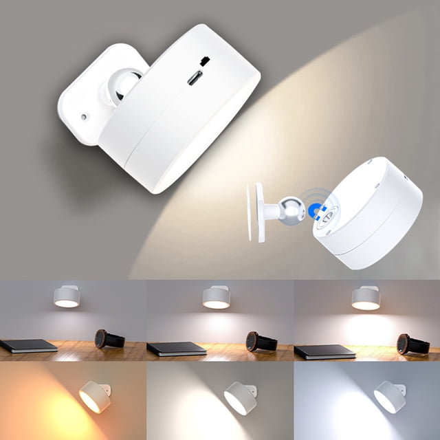 Aplique de pared LED Lámpara de pared inalámbrica regulable Magnética para dormitorio Lectura junto a la cama JShteea El nuevo