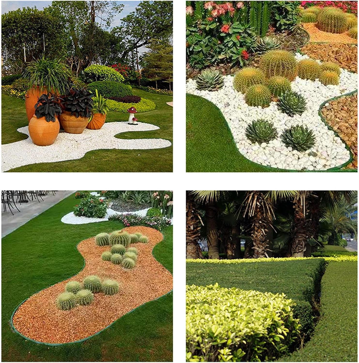 Landscape Edging Border 2 Inch Tall | 100 FT with 150 PCS Spikes, Plastic Lawn Edging for Landscaping, Flower Beds, and Yard - Black