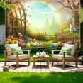 thumbnail image 4 of QTOCIO Spring Wreath Fence Easter Photo Material Photography Background Cloth, 4 of 4